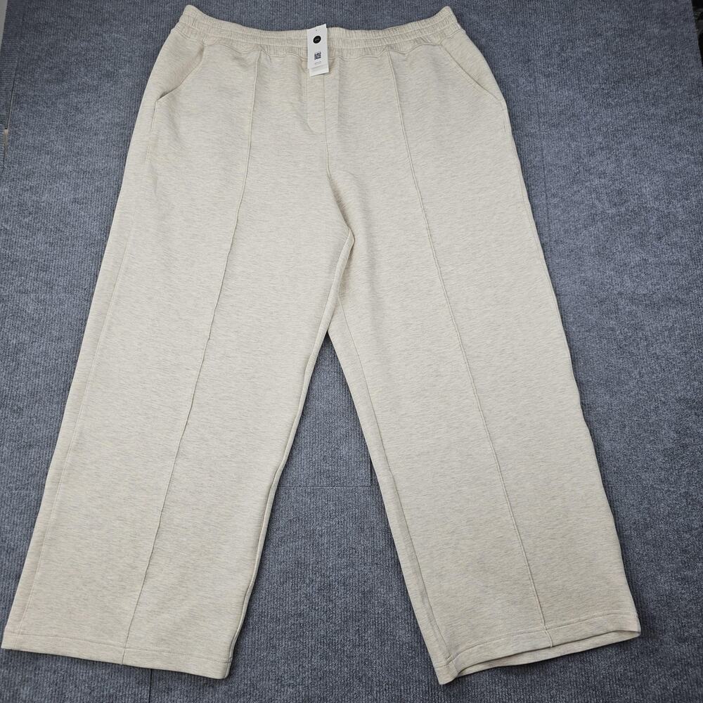 Spanx Air Essentials Pants Womens 2X P Oatmeal Heather Wide Leg Pull On Lounge